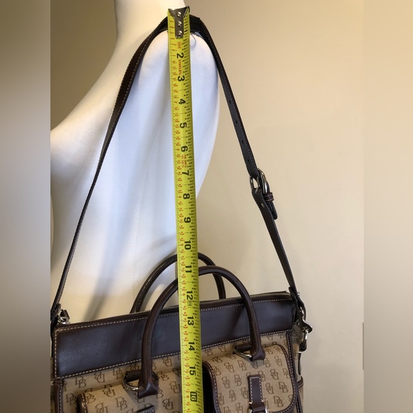 Vintage DOONEY & BOURKE Jacquard Signature Logo Canvas & Leather Shoulder Bag - Picture 10 of 17